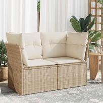 Homgoday Sodo sofa su pagalve 2 sėdimos vietos Smėlio spalvos poliratano lauko sofa sodo lovai Sofa sofa Sodo sofa Svetainės sofa Terasa Lauko baldai A1