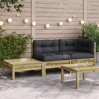 Homgoday Sodo sofa su pagalvėlėmis ir atramomis kojoms Impregnuota pušies mediena Sofos Lauko sofa Sofa Sodo sofa Svetainės sofa Terasa Lauko baldai