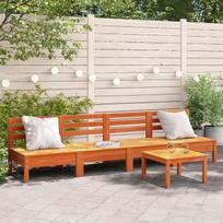 Homgoday Sodo sofos be porankių 4 Pack Brown Wax Solid Wood Pine Lauko lova Sofa Sofa Sofa Sodo sofa Gyvenamasis kambarys Patio lauko baldai