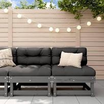 Homgoday Sodo vidurio sofos 2 pakuotės Pilka pušies medienos masyvo sofos Lauko sodo lova Sofa Sofa Sodo svetainė Terasa Lauko baldai m1