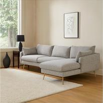 HTI living Šiuolaikinė kampinė sofa su otomanu Tinkamas stilius ir komfortas jūsų svetainei Minkštas kampas su pagalvėlėmis