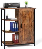 IDMarket - 70 cm "Dayton" antikvarinio efekto pramoninio dizaino šoninis bufetas su 3 lentynomis ir spinta