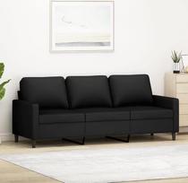 IKAYAA 3 sėdimų vietų sofa Sofa 3 sėdimų vietų sofa juoda aksominė 180cm šiuolaikinė stačiakampė