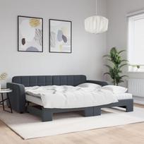 IKAYAA Dienos lova ištiesiama su čiužiniais Sofa lova Sofa lova Jaunimo lova su mediniu rėmu Svečių lova svetainei Miegamasis kambarys Tamsiai pilka