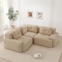 Ilgaamžė velvetinė kampinė sofa 3 sėdimų vietų, modulinė ir konfigūruojama sofa su 32D paminkštinimu, atspari įbrėžimams, dėmėms, draugiška naminiams gyvūnėliams, prigludusi prie grindų ir neremontuojama (lenkimas, kampinė sofa 3S)