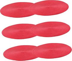 IMIKEYA Round Red Placemats Set of 6 PP medžiagos rankų darbo padėkliukai Šilumos izoliacija Dekoratyviniai