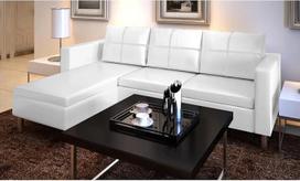 INLIFE L formos sofa 3 sėdimų vietų, dirbtinė oda, balta