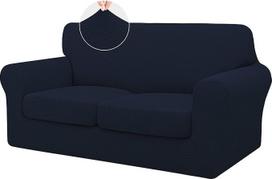 ISSUNTEX 3 dalių sofos užvalkalai Aukštos tempimo storio minkšta sofos danga su 2 atskiromis pagalvėlėmis Žakardo audinio elastingas dangtelis Baldų apsauga šunims, skirta dviems sėdimoms vietoms, tamsiai mėlyna
