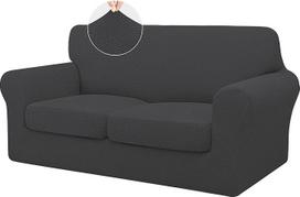 ISSUNTEX 3 dalių sofos užvalkalai Aukštos tempimo storio minkštas sofos dangtelis su 2 atskiromis pagalvėlėmis Žakardo audinio elastingas dangtelis Baldų apsauga šuniui Loveseat tamsiai pilka
