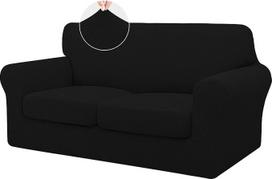 ISSUNTEX 3 dalių sofos užvalkalai Aukštos tempimo storio minkštas sofos dangtelis su 2 atskiromis pagalvėlėmis Žakardo audinio elastingas dangtelis Šunų baldų apsauga Loveseat Black