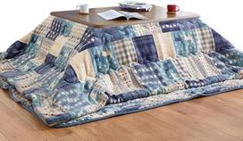 Japanischer Heiztisch mit Futon und Matte, niedrigem Tisch zum Sitzen auf dem Boden, Holzrahmen und -Platte, beheizbar für Wohnzimmer, Schlafzimmer und Esszimme，120x80x45cm