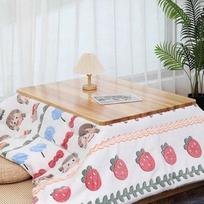 Japoniški baldai Kotatsu stalas 4 dalių rinkinys Kotatsu šildymo kilimėlis Baldai Žiemos šildymo įlankos langas Žemas stalas gyvenamajame kambaryje Miegamasis Šeima (105 x 75 x 40 cm)