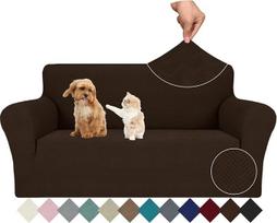 JIVINER Stretch Sofos užvalkalai, 1 gabalas Meilės sėdynės sofos užvalkalas Spandex 2 vietų sofos užvalkalas, universali baldų apsauga su elastingu dugnu, M, Coffee Rhombe