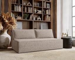 Kaiser Möbel - sofa su miego funkcija ir lovos dėže, sofa 3-vietė, sofa lova, patogi sofa svetainei ir paauglių kambariui, sofa lova, minkšta sofa, sulankstoma sofa, be porankių, Duo, šiltai smėlio spalvos