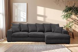 Kaiser Möbel, sofa su miego funkcija, su lovos dėže, sofa lova Gabonas, dizaino L formos sofa, modernaus dizaino sofa, minkštas kampas, laisvai pastatoma, audinys Plush Zoom Graphite Right