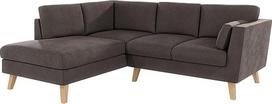 Kampinė sofa Kampinė sofa 221 x 186 x 90 cm su pagalve Kanapa Medinės kojos Buko mediena Mikropluoštas Kairė laisvai pastatoma Henry Brown Khaki