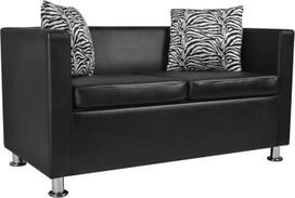 KOIECETA 2-vietė sofa sofa Lounge sofa poilsio sofa dirbtinė oda juoda
