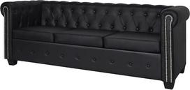 KOIECETA Chesterfield Sofa Biuro 3 vietų namų baldai dirbtinės odos derliaus minkšta sofa Lounge Sofa Couch Lounge Juoda