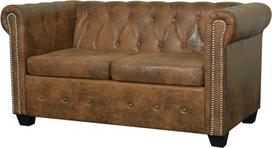 KOIECETA Chesterfield sofa biuro 2 vietų namų baldai dirbtinės odos derliaus minkšta sofa Lounge Sofa Couch Lounge Brown