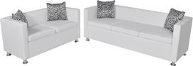 KOIECETA Sofos komplektas 3-vietis + 2-vietis dirbtinės odos sofa Lounge Sofa Sofa su pagalvėle Balta