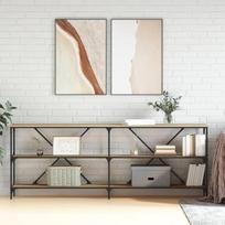 Konsolinis staliukas, pagamintas iš geležies, medžio, Sonoma ąžuolo, elegantiškas prieškambario staliukas, tvirtos konstrukcijos ir su didele talpykla, 200 x 30 x 75 cm