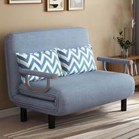 Konvertuojama sofa-lova, 3 in 1 sulankstoma lova su 5 reguliuojamais atlošais ir pagalvėlėmis, tinginio šezlongas, maža futono kėdė, sofa mažoms erdvėms, mėlyna, 100 cm