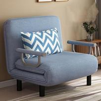 Konvertuojama sofa-lova, 3 in 1 sulankstoma lova su 5 reguliuojamais atlošais ir pagalvėlėmis, tinginio šezlongas, maža futono kėdė, sofa mažoms erdvėms, mėlyna, 80 cm