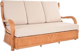 korb.outlet Elegantiška svetainės sofa-lova Ratano sofa Prince 3 vietų išskleidžiama sofa Konservatorijos sofa Ratano sofa-lova (Terakota, pagalvėlė smėlio spalvos)