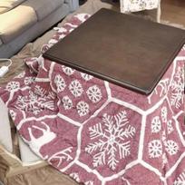 Kotatsu šildymo stalas Rožinis sniego dribsnių modelis Kvadratinis kavos staliukas Šiltas orkaitės futono komplektas Japoniško stiliaus 4 dalių žiemos šildymo stalas