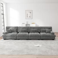 Laidinė sofa lova 4 žmonėms, didelė sofa, sofa, 4 vietų modulinė kampinė sofa su gilumine sėdyne, šenilinė sofa lova, patogi minkšta svetainė, butas, studija, biuras (pilka)