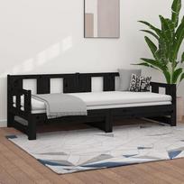 LAPOOH Išskleidžiama dieninė lova, sofa lova, sofa su miego funkcija, sofa lova, sofa lova, dieninė lova, sofa lova, sofa lova, sofa lova, sofa lova, sofa lova, paauglių lova, juoda pušies masyvas 2 x (90 x 190) cm
