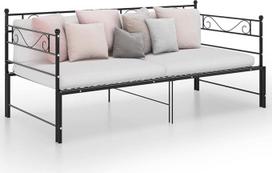 LAPOOH ištraukiamas sofos lovos rėmas, svetainės sofa, svetainės baldai, jaunimo sofa, poilsio kambarys, sofos ir sofos, jaunimas, juodas metalas 90 x 200 cm