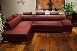 London PIK 5z Tikros odos kampinė sofa 275 x 185 cm Vyno raudona su lovos funkcija ir lovos dėže Tikros odos kampinė sofa Didelis spalvų pasirinkimas