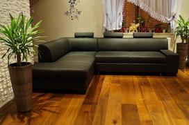 Londono tikros odos kampinė sofa, 3 tonos, 200 x 260 cm, sofa-lova su lovos funkcija, lovos dėže ir galvos atlošais, juoda, tikros odos kampinė sofa, didelis spalvų pasirinkimas