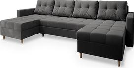 Masseno Paros 06 Milo U formos kampinė sofa su miego funkcija, U formos, sofa su lovos dėže, svetainės sofa, sofa, sofa, sofa lova, sofos komplektas, pilka, Paros 06