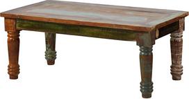 MASSIVMOEBEL24.DE Medžio masyvo baldai Vintage lakuotas kavos staliukas 110 x 60 cm Rekultivuotos medienos masyvo baldai Daugiaspalvis medžio masyvo staliukas Fable #06
