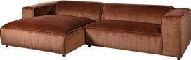 Massivmoebel24.de Valensijos kampinė sofa iš poliesterio, raudonos spalvos, 100 % poliesteris, 304 x 164 x 69 cm, kairėje pusėje - otomanas, retro stilius, minkštasuolis, minkšta L formos sofa