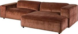 MASSIVMOEBEL24.DE Valensijos kampinė sofa iš poliesterio, raudonos spalvos, 100 % poliesteris, 279 x 164 x 69 cm, dešinysis otomanas, retro stilius, minkšta L formos sofa