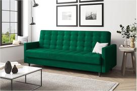 MEBLINI Andres 1 sofa su miego funkcija, išskleidžiama sofa lova su lovos dėže, sofa lova, sofa su miego funkcija, išskleidžiama sofa, Andres 1-218 x 87 x 93 cm, žalias aksomas