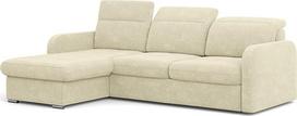 MEBLINI Sofa-lova su lovos dėže - kampinė sofa su miego funkcija - sofa su poilsio funkcija ir galvos atlošais - L formos sofa - kampinė sofa - svetainės peizažas - smaragdinė - 215 x 167 x 84 cm - smėlio spalvos