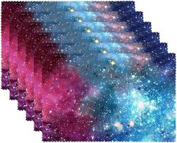 Medžiaginės lėkštės, skalbiamos lėkštės valgomojo stalui, 6 vnt., "Galaxy Space Universe", violetinė mėlyna
