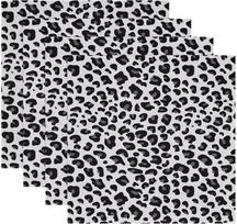 Medžiaginės paklodės, skalbiamos valgomojo stalo paklodės, 4 vnt., pilkos spalvos, "Grey Leopard Retro