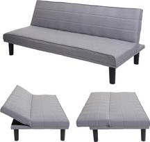 Mendler HWC-J17 Sofa lova Išskleidžiama sofa svečių lova Sofa lova Miego funkcija Audinys / tekstilė 165 cm - Pilka