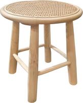Meubletmoi Apvalus staliukas / taburetė Skersmuo 40 cm, balinto tikmedžio masyvo ir natūralaus rotango pynimo - Boho dekoras ir amatai - Bruno