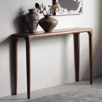 Minimalistinis kiniškas minkštasuolis iš holz, minkštasuolis už sofos su pilnai išpjautomis sienelėmis Natürliche Holztextur, Flurtisch Für Flur, Wohnzimmer(120cm/47.2in)