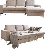 MIUFORM "Lofty Lilly" su lovos dėže, 4 vietų kampinė sofa, L formos, dešinė, 236 x 148 x 84 cm, sulankstoma sofa lova su miego funkcija, sulankstoma sofa lova (smėlio spalvos)