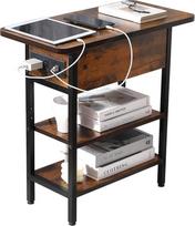 Modernus staliukas su įkrovimo stotele, plonas staliukas su USB prievadais ir lizdais, sulankstomas naktinis staliukas su lentyna, mažas naktinis staliukas svetainei, miegamajam, mažam kambariui