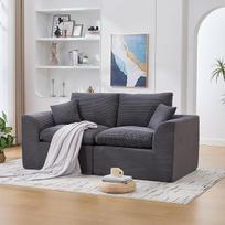 Modulinė sofa 204 cm pločio, dvivietė sofa, dvivietė sofa, suspausta sofa dėžėje, minkšta virvinė sofa svetainei, butui, biurui, pilka