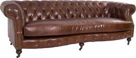 Odinė sofa "Castlefield Kent" sofa 3 sėdimų vietų derliaus cigarų "Chesterfield" stiliaus sofa