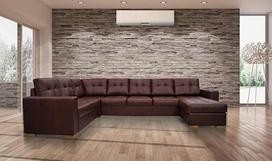 Patogi 8 vietų natūralios odos kampinė sofa Maljorkos PIK U formos 240 x 335 x 170 cm Osmanų dešinė sofa-lova su lovos funkcija ir lovos dėže Kampinė sofa iš natūralios odos Daug spalvų